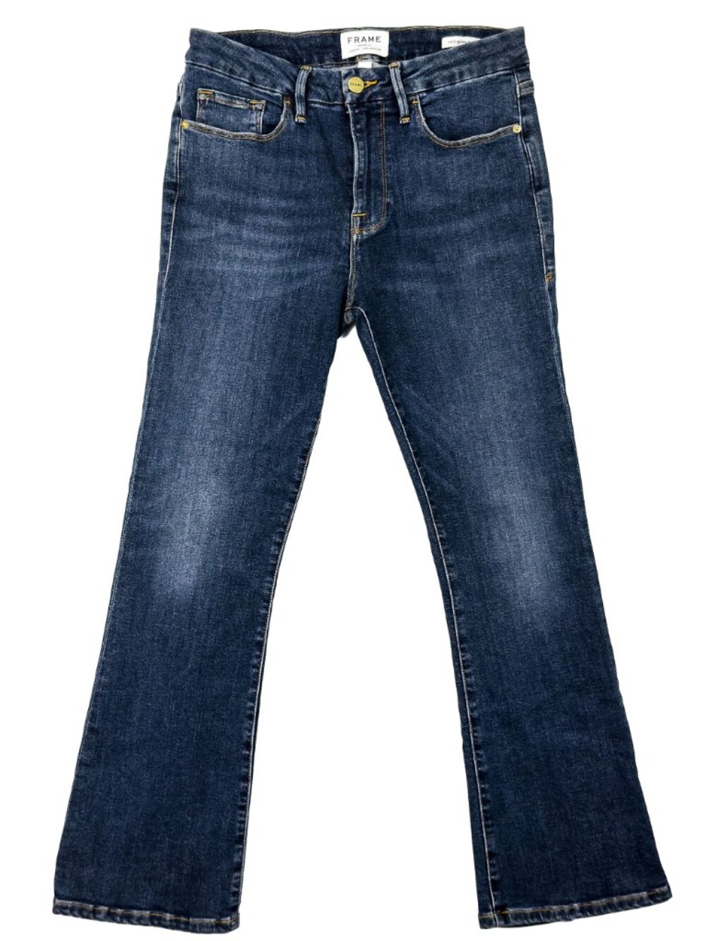 FRAME Le Crop Mini Boot Jeans 28 Kinlock Dark Blue Wash LCMB665 - Picture 2 of 13